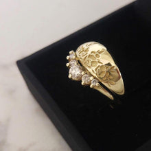 Flower wedding ring, vintage style floral ring, alternative engagement ring , anemones flower ring